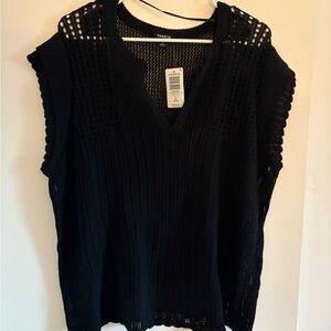 Torrid Black Mesh Knit Pullover